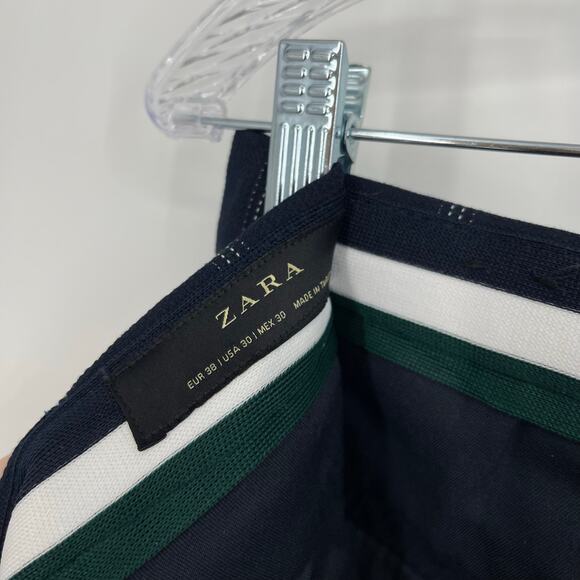 Zara Blue Plaid Wide Leg Trousers Size 30 High Waisted - Picture 3 of 10